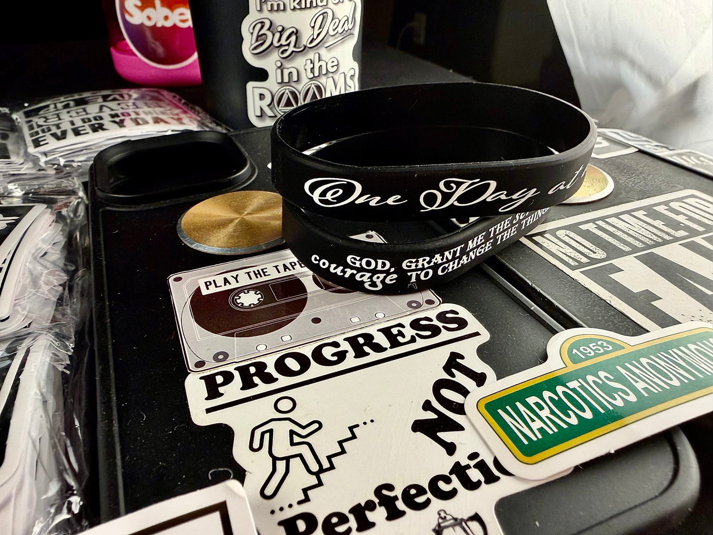 Cursive Blacked Out One Day & Serenity Bands🙏🏻👑📘 "ENTER" Paired Bands!