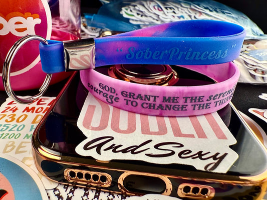 “Twisted Pinked Out” Serenity Prayer Band W/Keychain @ Recovery Stickers 👸🙏🏻📘