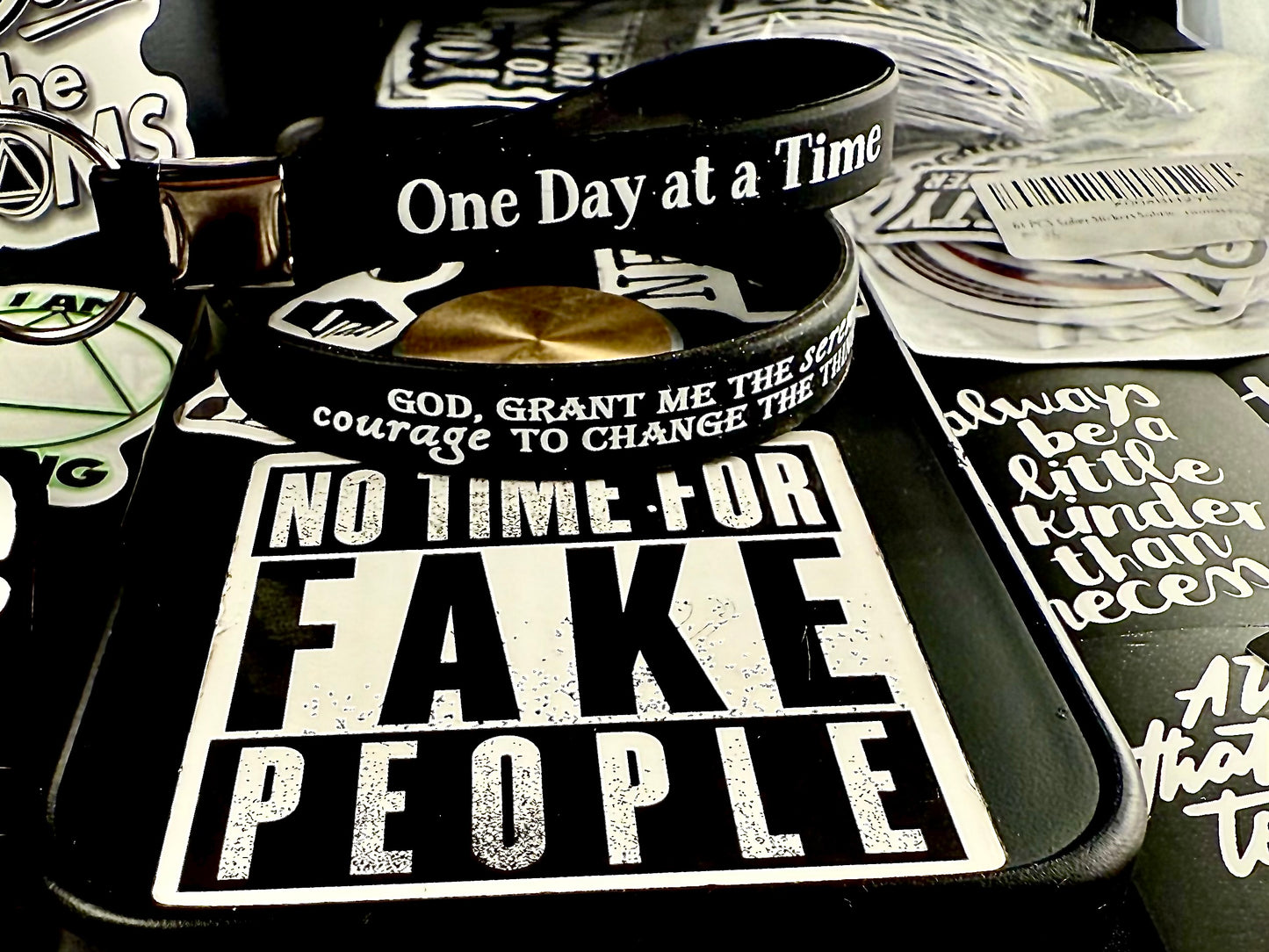 Blacked Out Serenity Band & Keychain W/Recovery Sticker🙏🏻👑📘